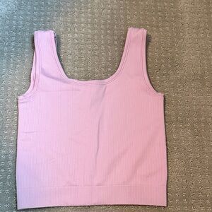 Athleta Girl Rose Above Rib Crop Tank. Size 8/10. Pink Ribbed Tank Top